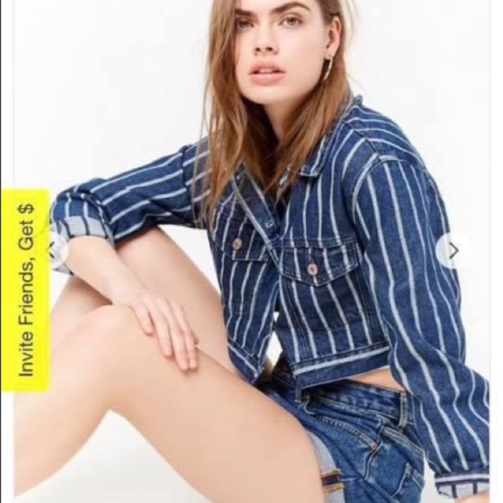 Forever 21 stripped jean jacket M